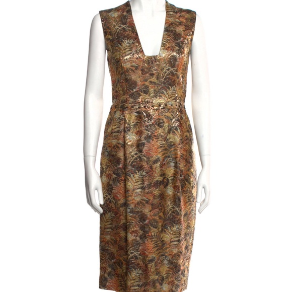 Bottega Veneta Floral Metallic Dress - Picture 1 of 9